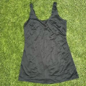 Spanx Womens Silky Satin Slip Dress Y2K Seamless Sheer Little Black Mini Dress L